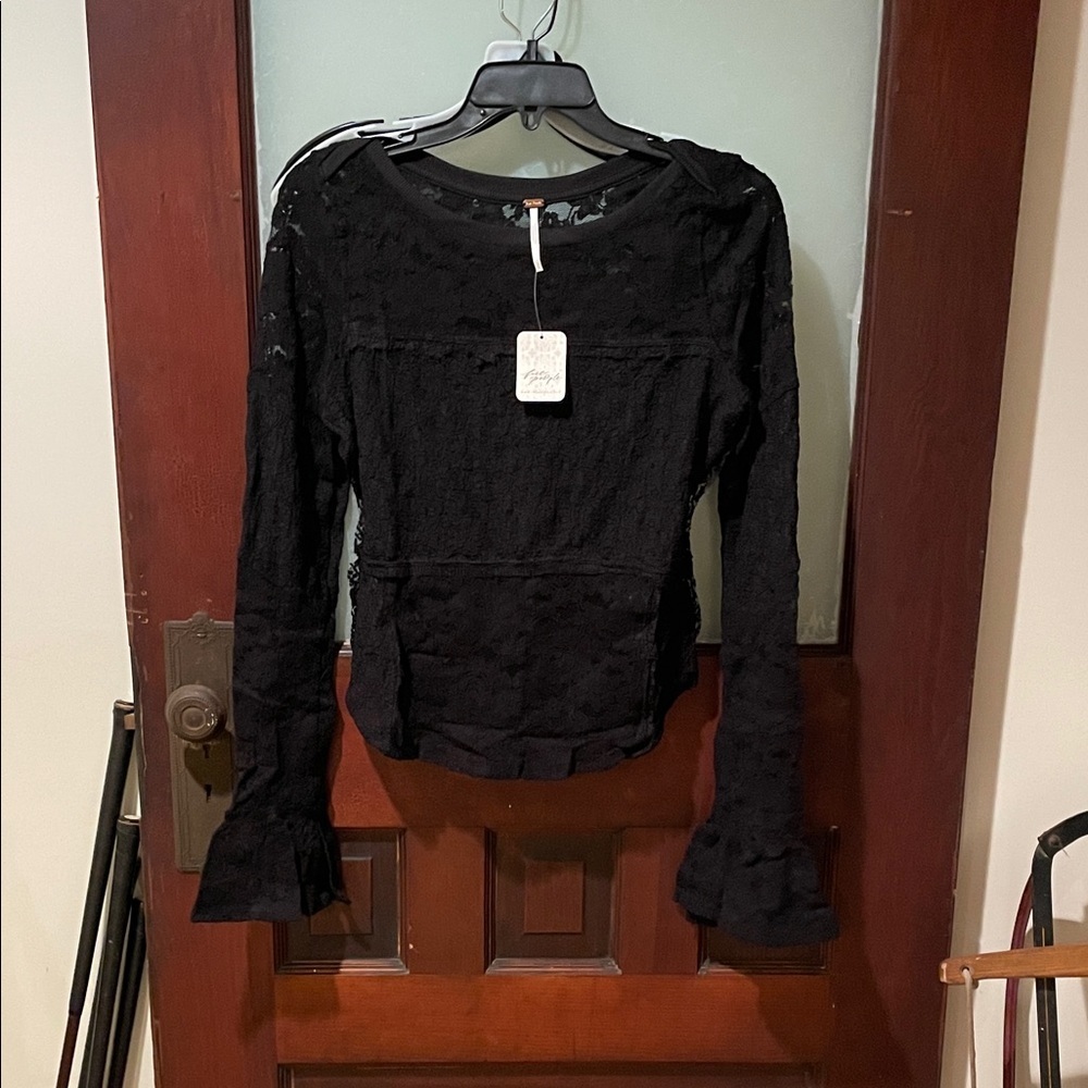Free People Black Lace Women's Top
